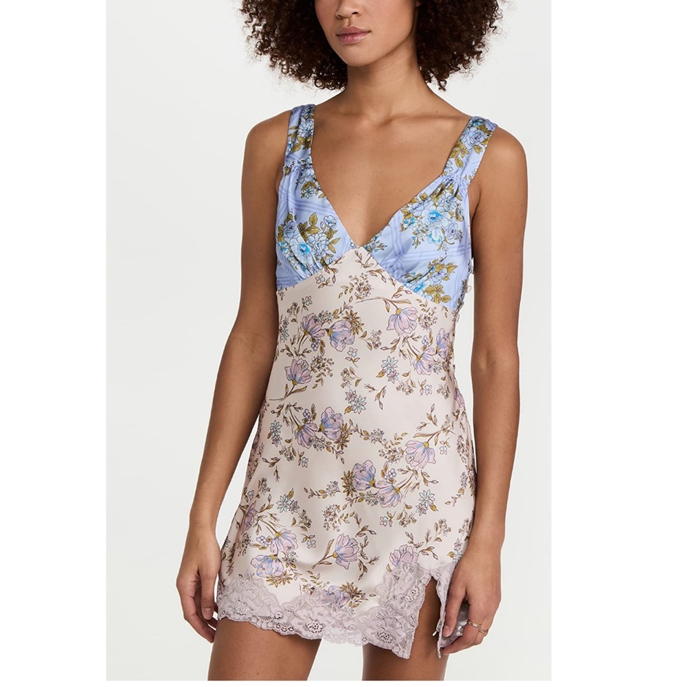 Free People Brand New Floral Split hem Slip Dress